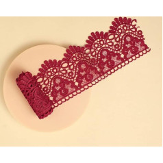 YYCRAFT Lace Trim Embroidery 4 Inch Wide Curtain Tablecloth Slipcover Bridal DIY Sewing (6 Yards, Burgundy)