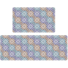 Fiita Kitchen Mats, Pack of 2, Kitchen Rug, Washable, Non-Slip, Kitchen Rug with Oil-proof and Waterproof, Comfort, Easy Care for Kitchen, Dustproof Doormat (45 x 75 cm + 45 x 120 cm)