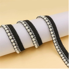 GIVBRO Lace Edge Beads Ribbon Beads Sewing Fringe Trim Applique for Clothing Curtain Wedding Dress Decorative Webbing 4.5 m