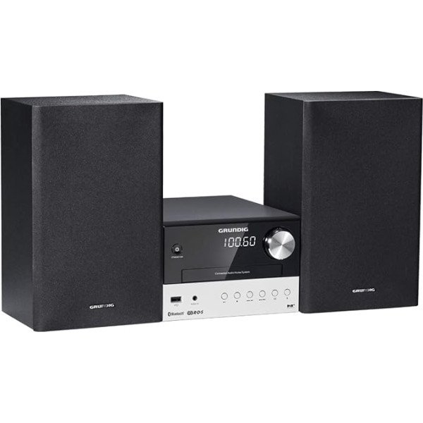 Grundig CMS 1050 DAB+ BT Compact Micro System (Bluetooth, CD-MP3 Playback, USB Port), Black/Silver