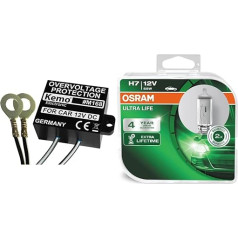 Kemo M168 Surge Protector 12V/DC. Suppresses Voltage Spikes in Car Electrical Systems. Prevents Damage to Sensitive On-Board Electronics & Osram ULTRA LIFE H7 Halogen Headlight Bulb