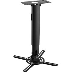 suptek PR05B Universal Projector Ceiling Mount for Flat or Inclined Ceiling Heights, Adjustable with Extendible Length for LCD/DLP Projectors Black