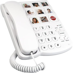 Large Button Phone for Seniors, Corded Phone with Photo Memory for the Visually Impaired, Corded Landline Phone, Reinforced Ringtone Speaker for Hearing Impaired, Dementia Alzheimer's T