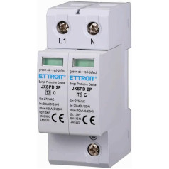ZOREI JXSPD-1P+N Surge Arrester 220V Type 2, 2P T2 D 275V 20KA 2-Pin Assigned 2 DIN Modules Protects Systems from Flashes and Spikes