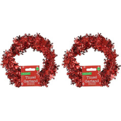 Lametta-Girlande mit roten Schneeflocken, 7,5 oder 15 Meter, Weihnachtsgirlande für den Innenbereich, Weihnachtskranz, formbare Girlande (15 Meter)