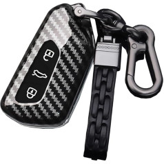 ontto Car Key Case for Golf 8 ID.3 ID.4 Seat Leon MK 4 Tarraco Ateca Skoda Octavia A8 2020 Remote Control Cover ABS Key Case Key Case Key Protection Case Carbon Fibre Black