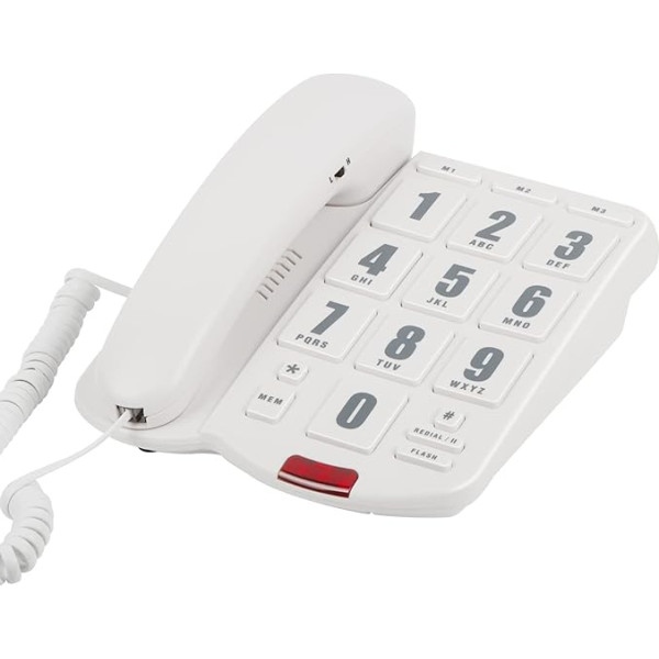 Uvital Big Button Phone with Loud Volume, Adjustable Volume and One Touch Speed, Multifunctional Corded Phone for Seniors, Home and Reception (White)
