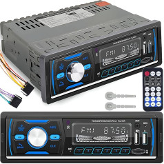 Retoo Car Radio with Bluetooth Hands-Free Kit and Remote Control, 1 DIN MP3 Player with 2 USB for Music Games and Charging, RGB Colours, FM Radio Tuner and Antenna with MP3, AUX, RDS, SD, MicroSD