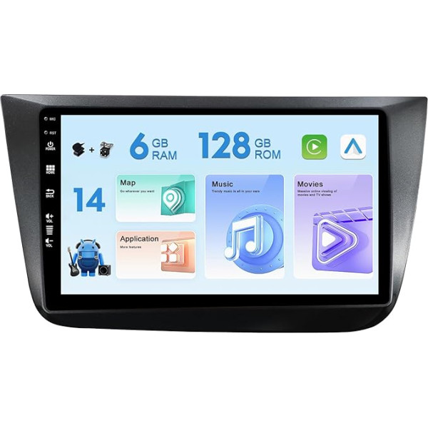 MISONDA 10 Inch Screen Car Radio Stereo Wireless CarPlay Android Car Android 14 for Seat Altea 2004-2015/Toledo 2004-2009 Camera + Mic 8-Core 6G + 128G Bluetooth 5.0 WiFi AM/FM