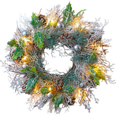 LED Wreath 33 cm Fir Wreath – Luminous Advent Wreath, Table Wreath & Door Wreath – Christmas Decoration with Light Wreath for Advent and Winter