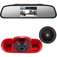 In 3rd Brake Light Brake Light Reversing Camera Reversing System + 4.3 Inch Rear View Mirror Replacement for Opel Vivaro Surf Concept/Life 2017/Combo/Vauxhall/Trafic/Fiat Talento/Nissan Primastar
