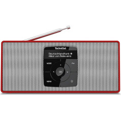 TechniSat DIGITRADIO 2 S Portable DAB Stereo Radio with Battery (DAB+, FM, Bluetooth Audio Streaming, OLED Display, Headphone Jack, Stereo 2 W RMS) Red/Silver