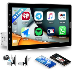 SIXWIN 1 DIN CarPlay Android Car Radio with 10.1 Inch HD IPS Inch Touchscreen Screen with Bluetooth RDS/AM/FM USB AUX Mirror Link SWC+ YouTube