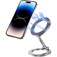 JNNJ Magnetic Mobile Phone Holder, Two Heads Car, 360° Rotatable Magnetic Mobile Phone Holder, Foldable Mobile Phone Holder, Car, Universal Interior Accessories, Decoration for Dashboard (Silver)