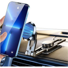 CGEAMDY Magnetic Car Mobile Phone Holder, Magnetic Mobile Phone Holder, 360° Rotation, Car Mount for Universal Dashboard, Foldable Aluminium Alloy Arm Car Mount