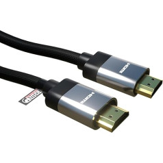 rhinocables 8K HDMI Cable High Speed Premium HDTV Braided Cable 3D, ARC, HDR 8K@60HZ, 4K@120HZ with Ethernet, Smart TV, Fire TV, X Box, Gaming, Video Display (5m, Silver)