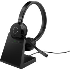 Jabra Evolve 65 TE Wireless Stereo Headphones, Microsoft Teams Certified, 30 m Range, 12 Hour Battery, USB-A with Charging Station - Black