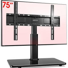 AOKCOS TV Stand Height 900 mm for 32-55 65 75 Inch TVs Tilting Swivel Height Adjustable TV Stand Universal TV Stand Max VESA 600 x 400 mm 45 kg (Black)