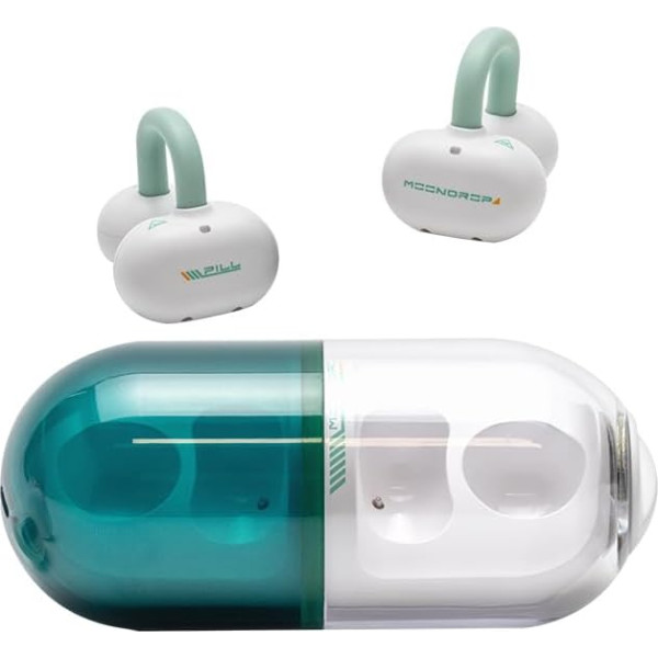 Moondrop Pill Open Ear Headphones Bluetooth 6.0 OWS Hanging Earphones IPX4 Open Ear Clip Wireless Earbuds Built-in AI ENC MD-0WS-003 (Green)