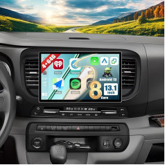 [4G/WiFi] 4 + 64GB CAMECHO Android 13 Car Radio for Citroen Jumpy 3/Peugeot Expert with Navigation Carplay, Radio 2 DIN 13 Inch QLED Screen with DSP AM/FM/RDS Bluetooth 5.0 Mirror Link + AHD Rear View
