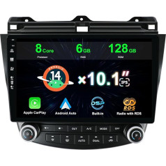 MISONDA 6G + 128G 10 Inch IPS Android 14 Car Radio 2 Din Car Radio Stereo For Honda Accord 2003-2008 GPS Navigation Rear View Camera BT Carplay DSP FM WiFi SWC RDS DAB 360 Camera