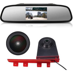 「18 mm Lens Top Quality Reversing Camera + 4.3 Inch Car Rear View Mirror」Brake Light Car Roof Reversing Camera Replacement for T5 Multivan T6 Caravelle Tailgate High Roof 3rd Brake Light Stop Lamp