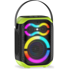 TYOTY Tragbarer Bluetooth-Lautsprecher mit LED-Lichtern, kabelloser Party-Lautsprecher, Schwarz und Grün (Schwarz)