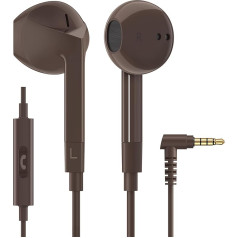 LUDOS Ferox In-Ear Headphones with Cable and Microphone, In-Ear Earphones, 3.5 mm Jack Plug Earbuds, Rich Bass Earphones, Headphones for iPhone, iPad, Samsung - Brown