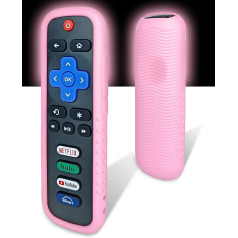 Case for Roku Remote - Environmentally Friendly Silicone Material, Drop-Proof, Dustproof, Washable, Compatible with Most Models of Roku Voice Remote Skin, Roku TV Remote Case (Pink)