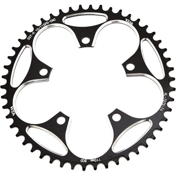 YBEKI 110 BCD Narrow Wide Bicycle Chainring 36-58T | 7075-T6 Aircraft Aluminium | 5-Axis CNC (±0.01 mm) | Anti-Chain Design | HV800 Hard Anodizing | For 8-12 Speed Road Bike
