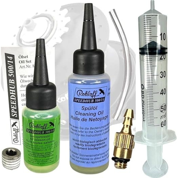 F26 Service Maintenance Kit for Rohloff Oil of Speedhub 500/14 Bicycle Gear Hub + Connection Hose + Drain Plug M6 + XL Syringe 60 ml