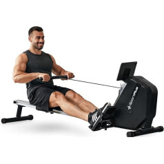 SportPlus Rowing Machine Foldable for Home - Rowing Equipment - Magnetic Resistance 8 Levels - LCD Computer & Tablet Holder - Extra Compact & Powerful Indoor Rowing Machine for Home