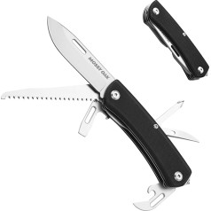 Mossy Oak Pocket Knife 10 in 1, Multitool Folding Knife with Stainless Steel Blade, Camping Knife with Bottle Opener, Screwdriver & Saw, Multifunctional Tool for Camping & Hiking