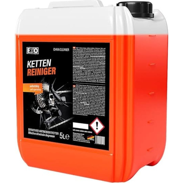 EXO Chain Cleaner for Bicycles, Cleaning Chains, Front Derailleurs and Sprockets, Quick Drying & Residue-Free (5 L)