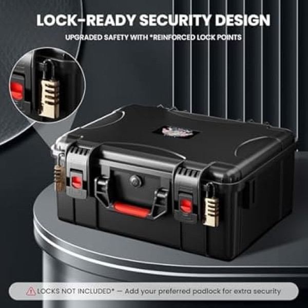 T TICCI Hard Case Pistol Case Waterproof Storage Box with Foam Interior Black