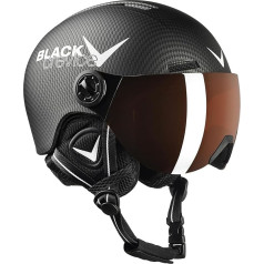 Black Crevice Leogang Children's Ski Helmet, Ski Helmet with Visor in Pilot Style, Snowboard Helmet for Boys and Girls, Breathable Ski Helmet, Adjustable Size
