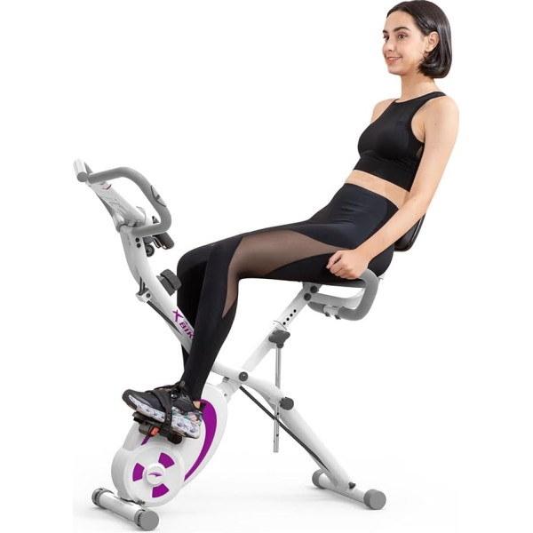 leikefitness Fahrradtrainer, Klappbar Heimtrainer Fitnessfahrrad, Multifunktionale Ergometer Fitnessgerät Sportgerät Zuhause mit 12-Stufiger Widerstand, Pulsmesser, Zugbänder, für Cardio