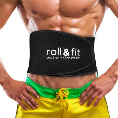 Roll & Fit Waist Trimmer Belt with Back Support Feathers - Lightweight Sauna Sweat Waist Trainer for Belly Fat & Weight Loss