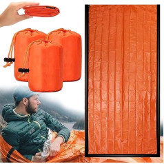 kumosaka SierraMadre Emergency Sleeping Bag, 84 x 36 Inch Emergency Survival Sleeping Bag, Waterproof Thermal Bivy Sack for Camping, Hiking, Lightweight and Compact Blanket (3 Pieces)
