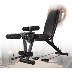 ypuxil Folding Training Bench, Gym Bench, Reinforced Steel Frame with 200 kg Load Capacity, 3-Stage Leg Massager & Resistance Bands, Non-Slip PU Padding