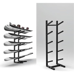 Generisch Floor Standing Ski Storage Rack, Storage Rack for Home Gym, Display Rack for Sample Boards, Storage Rack for Training Mats (Black, 35 x 25 x 136 cm)