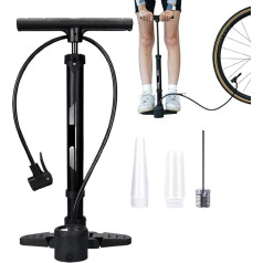 Fahrrad Reifenpumpe Mit Manometer, Fahrradluftpumpe Mit Meter | 230PSI Bodenpumpe Für Fahrradreifen | Tragbares Reifenpumpenwerkzeug Mit 2 Ventilen Haushalt Luftinflator Zubehör Für Renn- Und Mounta