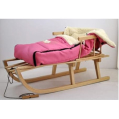 Children's Sledge Beech Wood Backrest Including Pull Rope + Winter Footmuff 40 x 90 cm