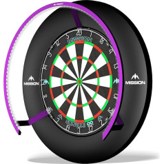 Mission Darts Torus 270 Dart Board LED Lighting System with Easy Access to Dartboard Area for Unrestricted Play, Sand Blasted Black, Red, Blue, Green, Purple, Bronze and Silver Colours