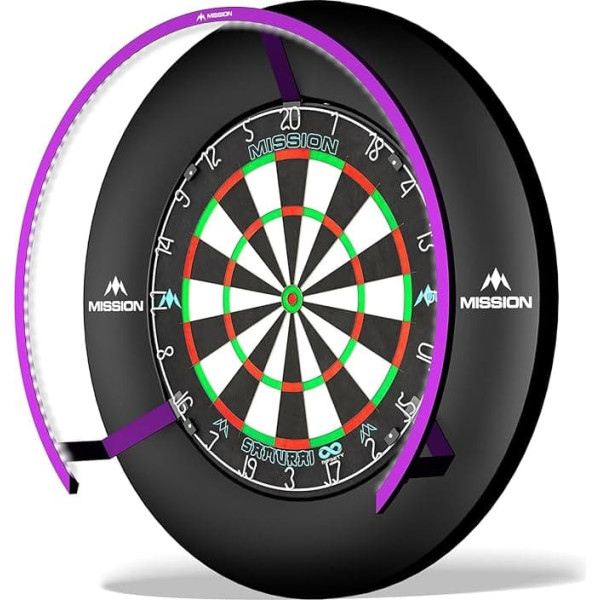 Mission Darts Torus 270 Dart Board LED Lighting System with Easy Access to Dartboard Area for Unrestricted Play, Sand Blasted Black, Red, Blue, Green, Purple, Bronze and Silver Colours