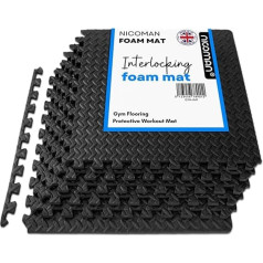 Nicoman Exercise Mat EVA Foam Interlocking Mat 60x60cm Heavy Exercise Home Non-Slip Shock Absorbing Thick Puzzle Flooring