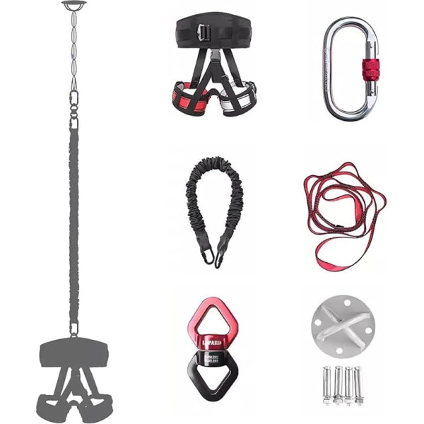 JMOUZHG 5D Home Suspension Training Kit, unterstützt 50 60 70 80 90 100kg Gewicht, lässige Widerstandsbänder Tanzseil für Flip-Training (Medium 60kg/132lbs)