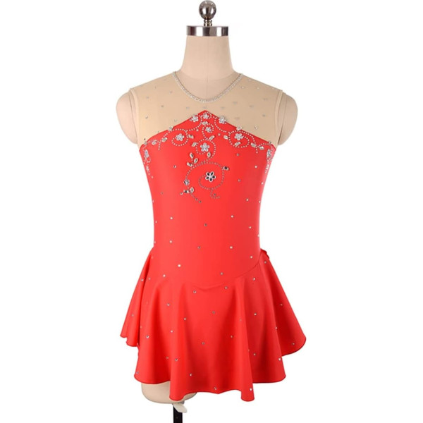 YDHTIZ Winter Sports Figure Skating Dress Sling Sleeveless Girls Roller Figure Skating Dress Ballet Dance Wear Outfit Competition Training Athletic Female