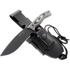 JEO-TEC Nº9 Full Tang Outdoor Camping Belt Knife Hunting Knife Survival Bushcraft Knife - Steel MOVA - Leather Sheath Fire Steel Knife Sharpener