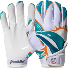 Franklin Sports Miami Dolphins Youth NFL Football Receiver Gloves - Children's Reception Gloves - NFL Team Logos and Silicone Palm - Youth S/XS Pair